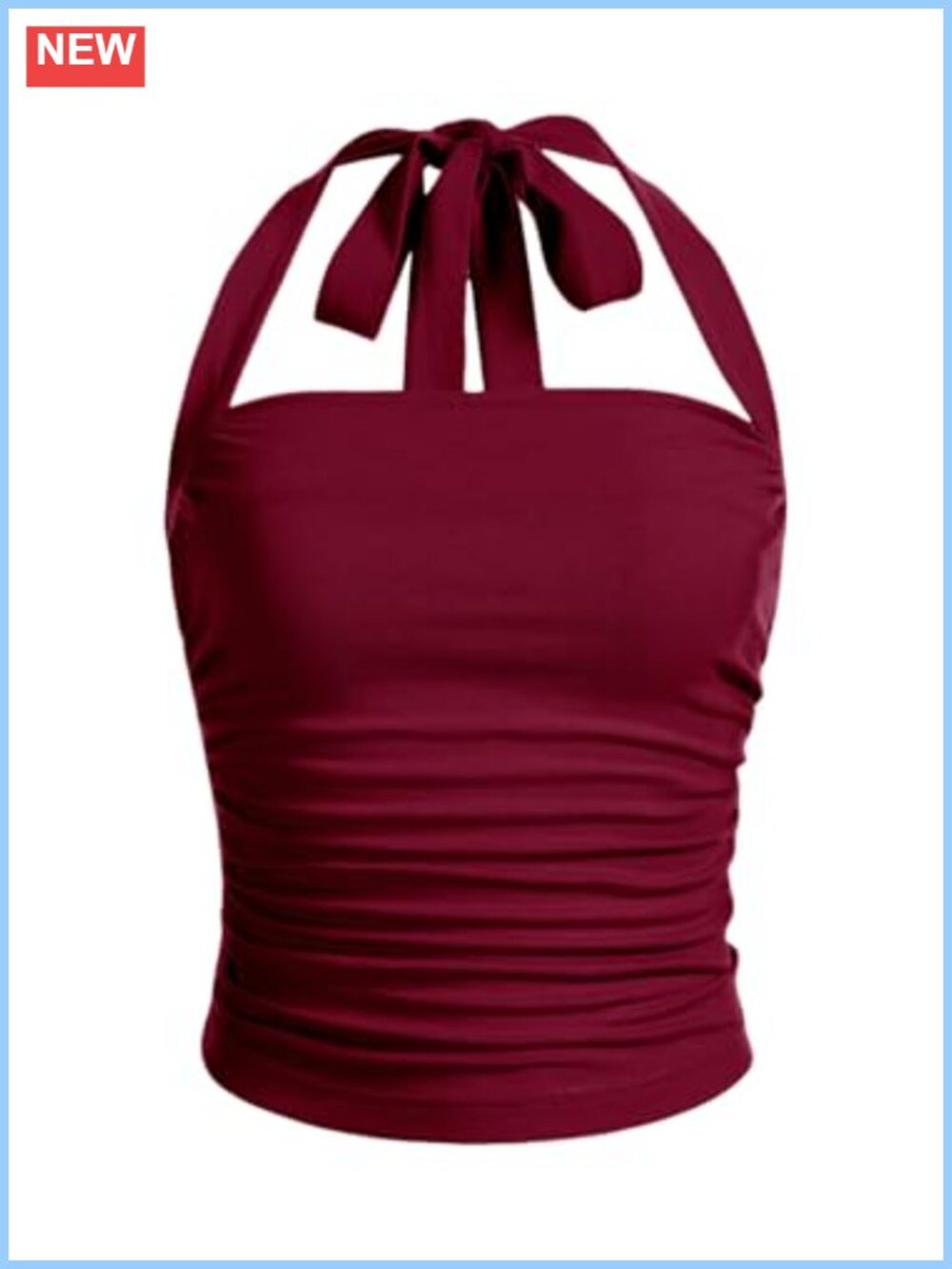 Halter Neck Ruched Tank Top Sleeveless Knot Back